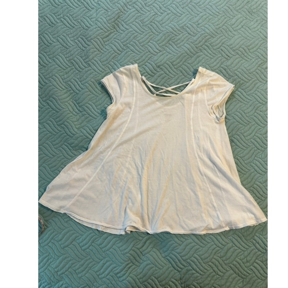 Mossimo Supply Co Womens White Short Sleeve Strappy Back Flared Tunic Top Size M